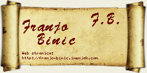 Franjo Binić vizit kartica